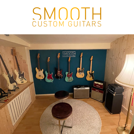Smooth Custom Guitars Showroom mit E-Gitarren und Gitarrenverstärkern