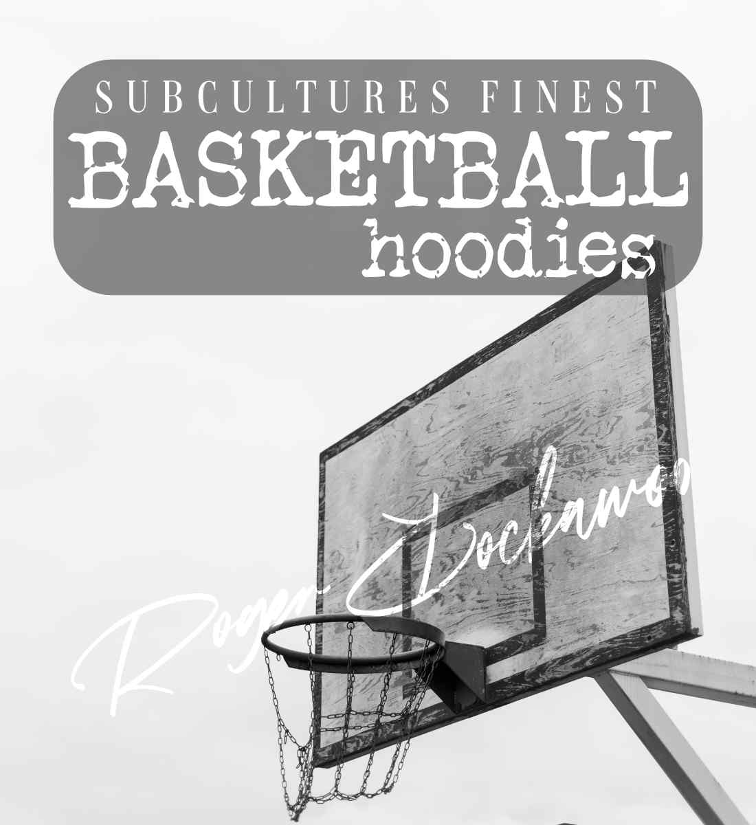 Oversize Hoodie Unisex für Frauen und Männer bedruckt mit dem Design der Roger Rockawoo Kollektion Basketball 3x3 Downtown