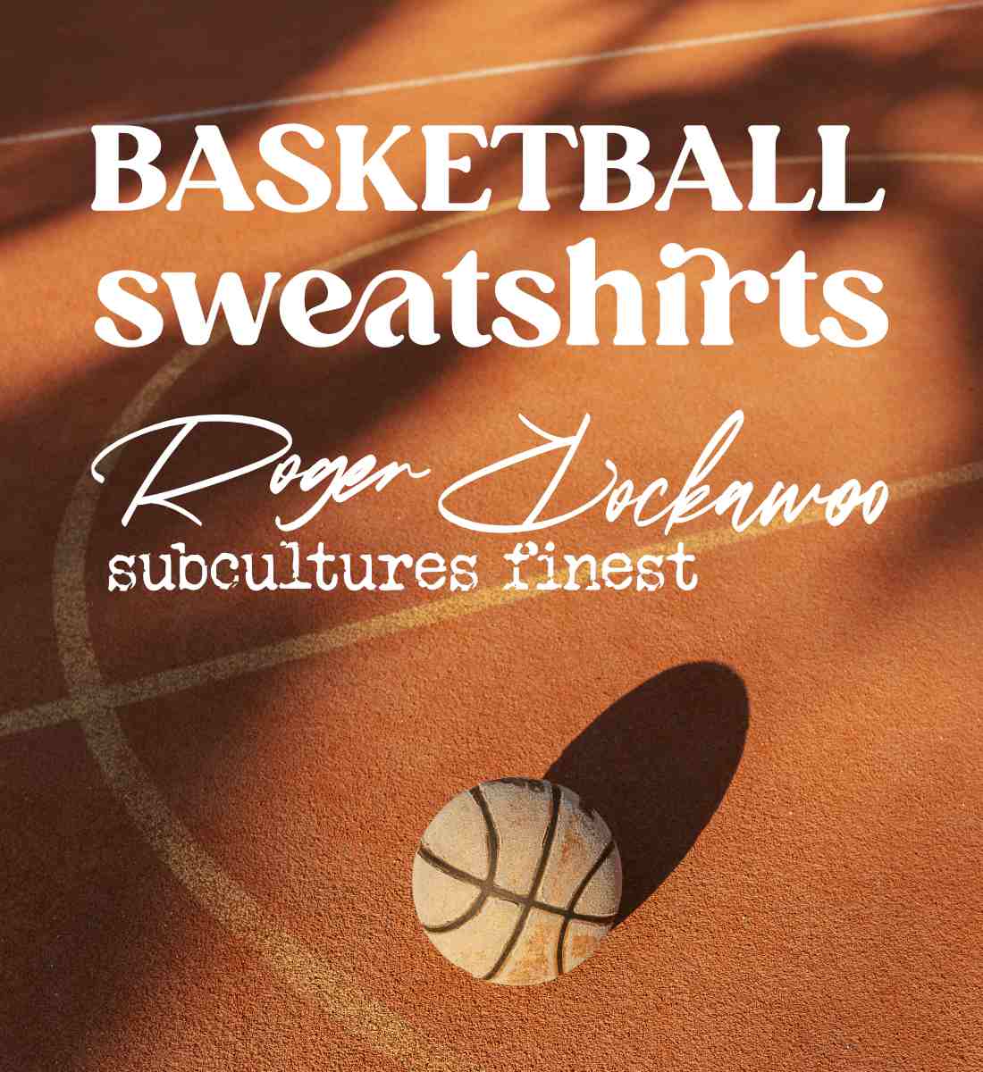 Schwarzes Sweatshirt Unisex für Frauen und Männer bedruckt mit dem Design der Roger Rockawoo Kollektion Basketball 3x3 Downtown