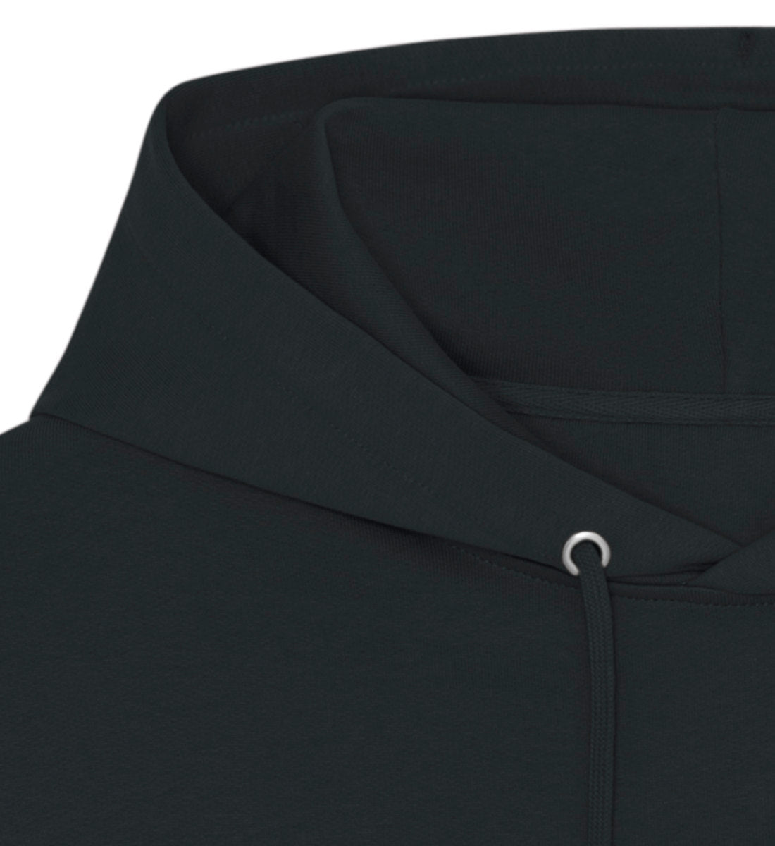 Schwarzer Oversize Hoodie Unisex für Frauen und Männer bedruckt mit dem Design der Roger Rockawoo Kollektion But First Yoga
