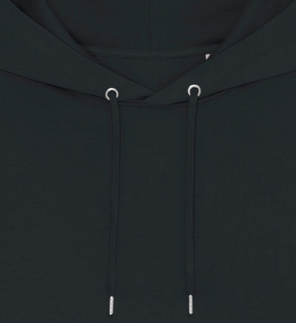 Schwarzer Oversize Hoodie Unisex für Frauen und Männer bedruckt mit dem Design der Roger Rockawoo Kollektion komplexe Frau