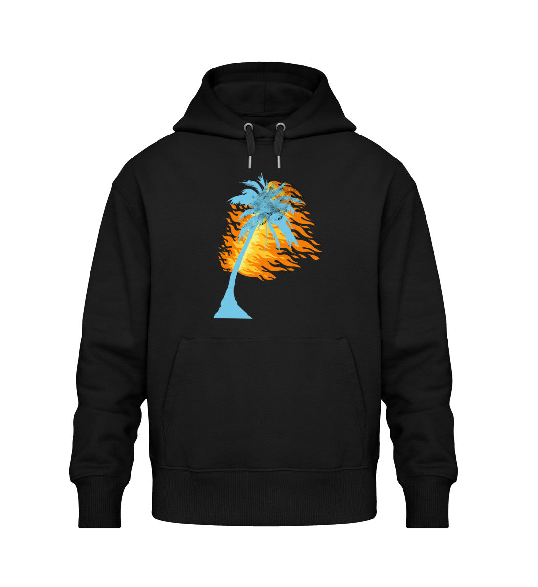 Schwarzer Oversize Hoodie Unisex für Frauen und Männer bedruckt mit dem Design der Roger Rockawoo Kollektion Surf where wet dreams become true