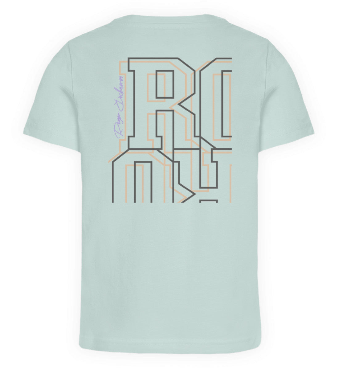 Carribean Blue farbiges Kinder T-Shirt für Mädchen und Jungen bedruckt mit dem Design der Roger Rockawoo Kollektion and then BMX came along