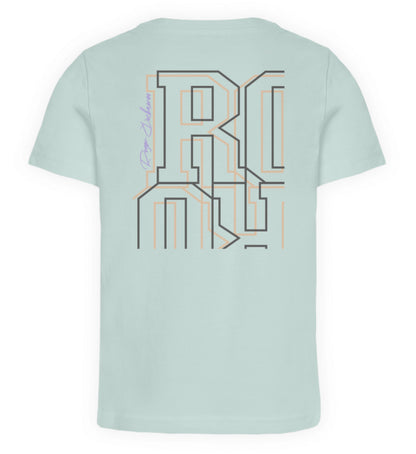 Carribean Blue farbiges Kinder T-Shirt für Mädchen und Jungen bedruckt mit dem Design der Roger Rockawoo Kollektion and then BMX came along