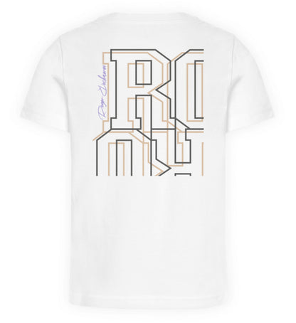 Weißes Kinder T-Shirt für Mädchen und Jungen bedruckt mit dem Design der Roger Rockawoo Kollektion E-Gitarre and then hiphop came along