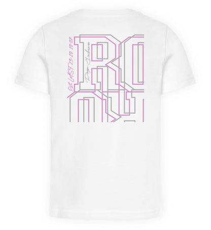 Weißes Kinder T-Shirt für Mädchen und Jungen bedruckt mit dem Design der Roger Rockawoo Kollektion Let there be BMX