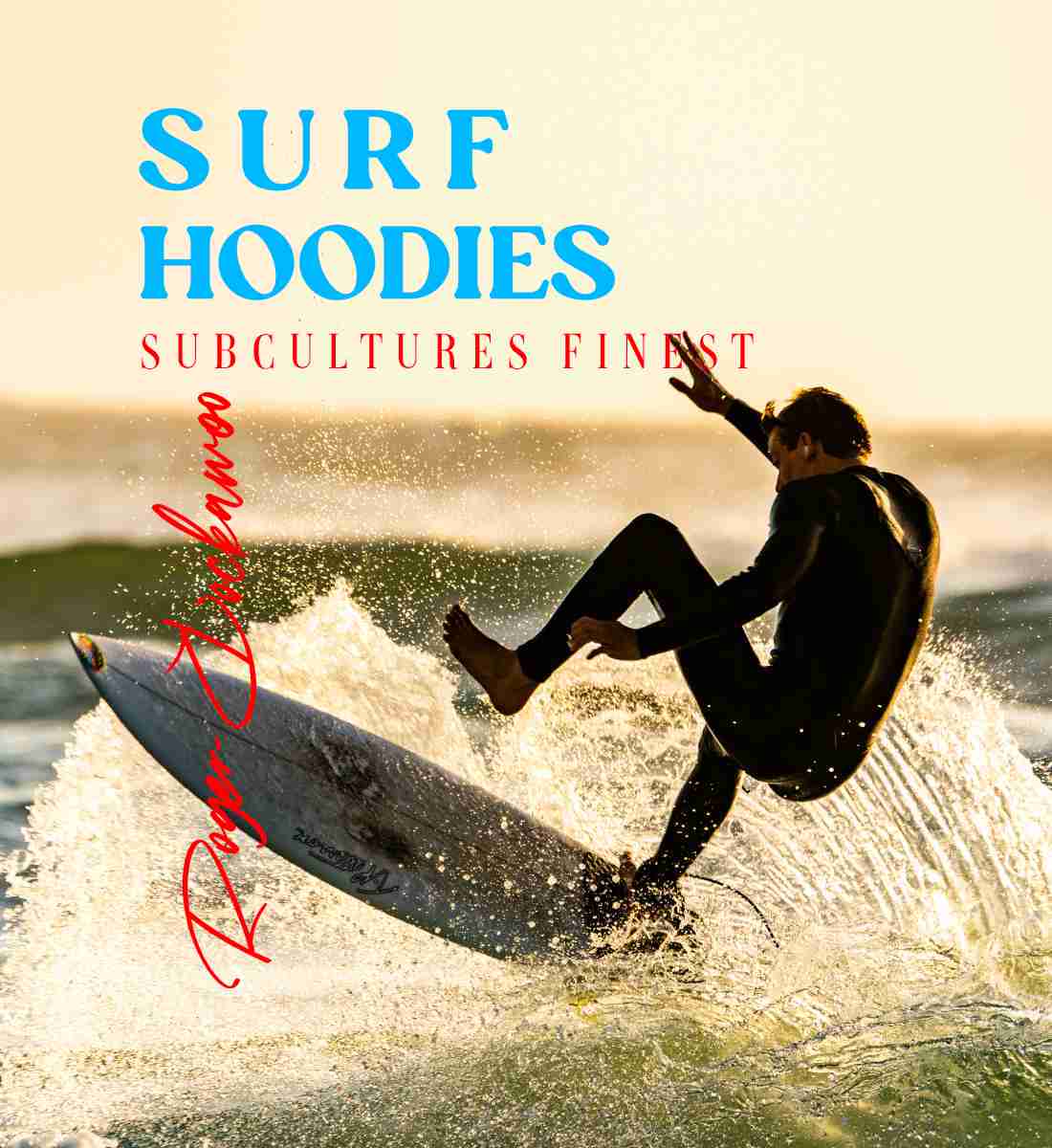 Oversize Hoodies Unisex für Frauen und Männer bedruckt mit dem Design der Roger Rockawoo Kollektion Surf Off Season