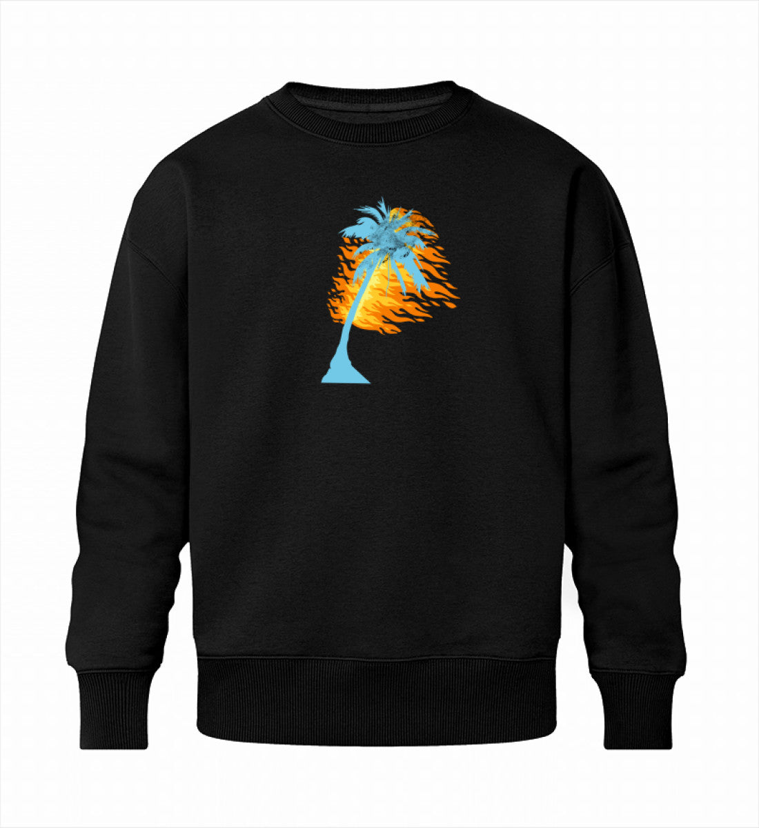 Schwarzes Sweatshirt Unisex für Frauen und Männer bedruckt mit dem Design der Roger Rockawoo Kollektion Surf where wet dreams become true