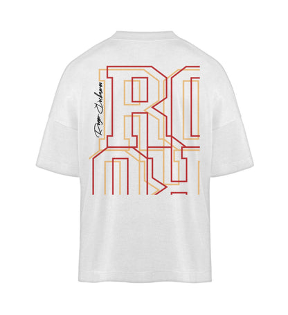 Weißes T-Shirt Unisex Oversize Fit für Frauen und Männer bedruckt mit dem Design der Roger Rockawoo Kollektion Alien Space Police Mugshot