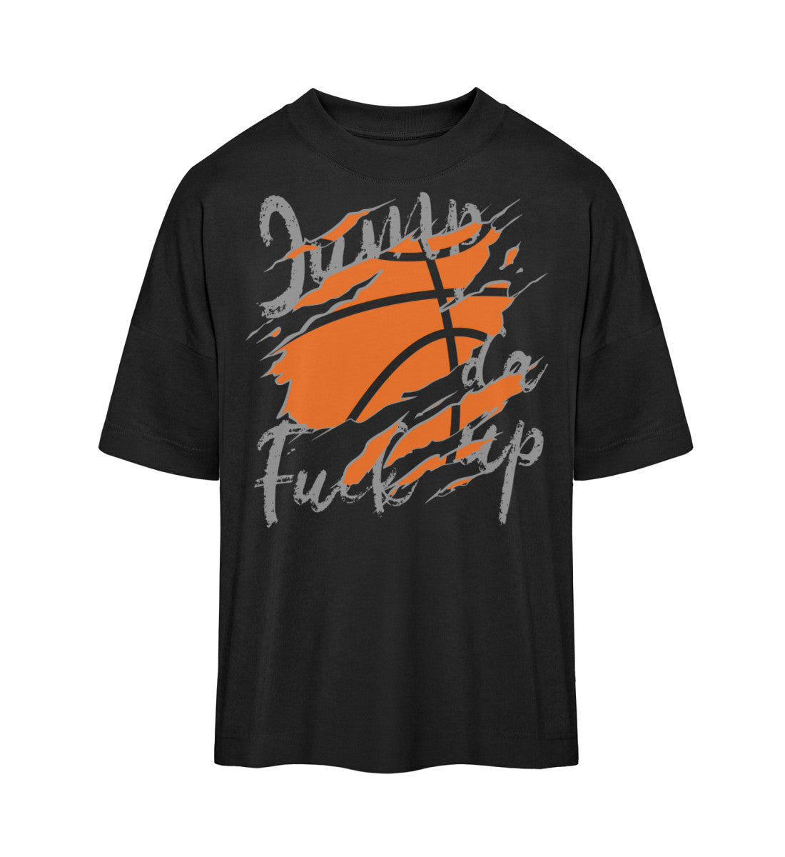 Schwarzes T-Shirt Damen Herren Unisex mit Print Design der Basketball Downtown Kollektion von Roger Rockawoo Clothing
