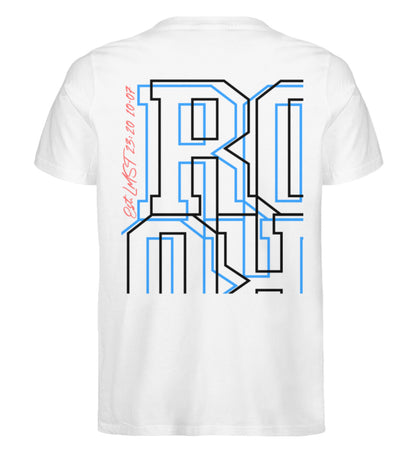 Weißes T-Shirt für Frauen und Männer bedruckt mit dem Design der Roger Rockawoo Kollektion Basketball Streetball Buzzer Beater