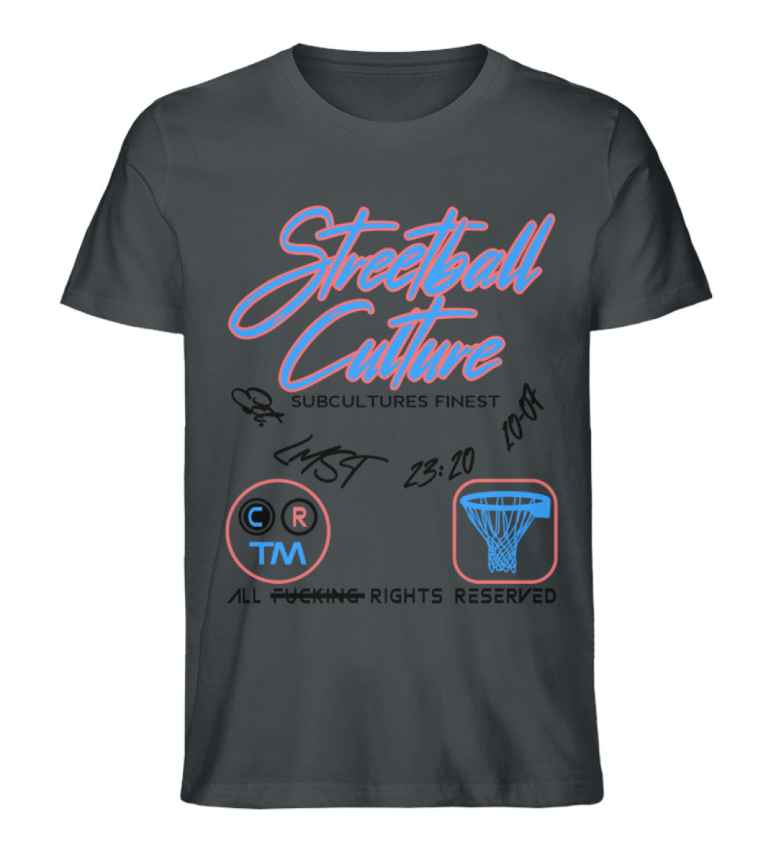 Schwarzes T-Shirt für Frauen und Männer bedruckt mit dem Design der Roger Rockawoo Kollektion Basketball Streetball Buzzer Beater