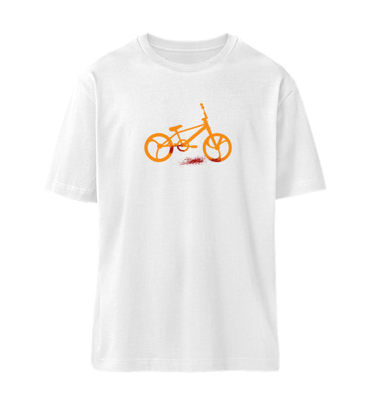 Weißes T-Shirt Unisex Relaxed Fit für Frauen und Männer bedruckt mit dem Design der Roger Rockawoo Kollektion BMX Subculture