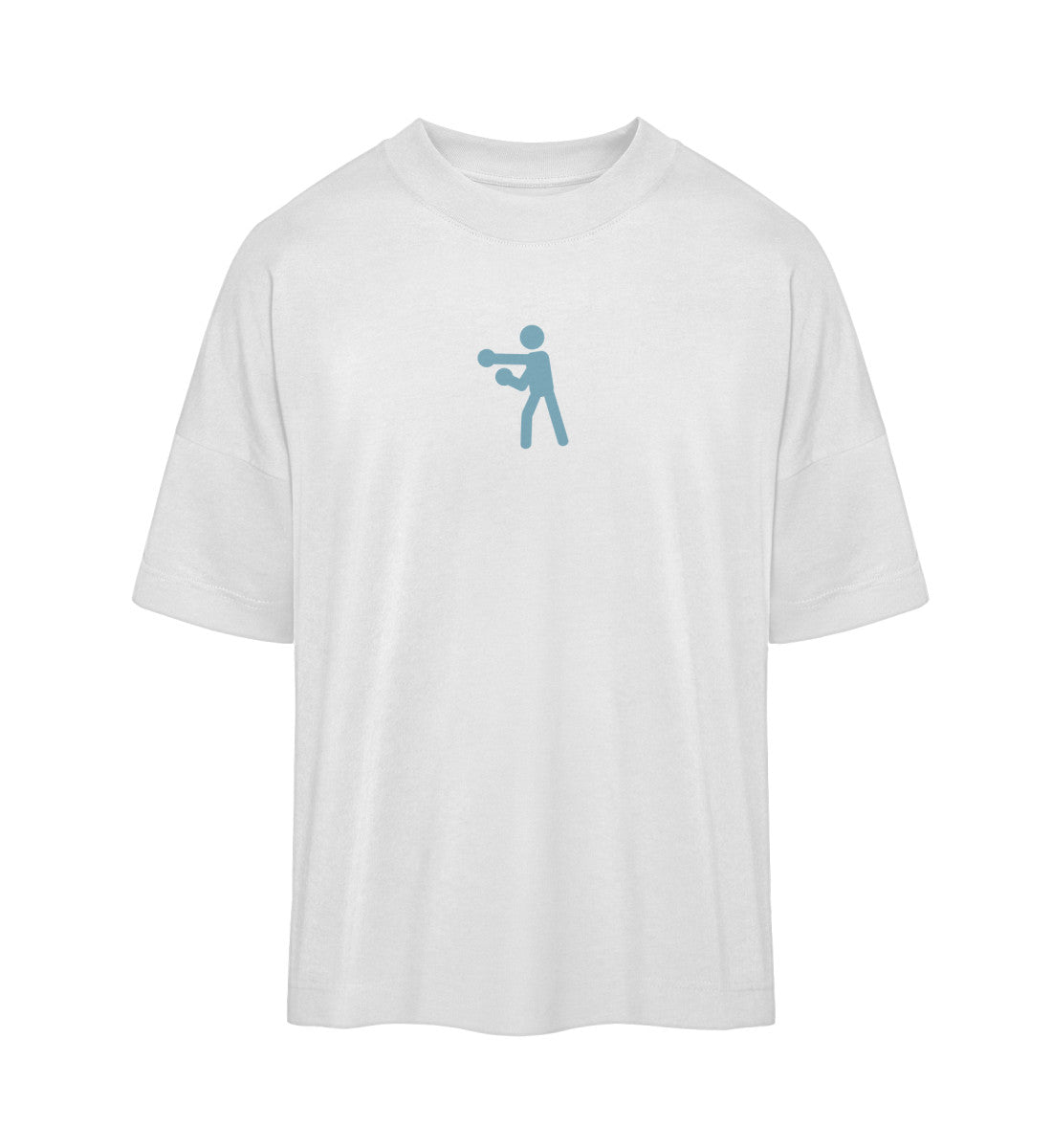 Weißes T-Shirt Unisex Oversize Fit für Frauen und Männer bedruckt mit dem Design der Roger Rockawoo Kollektion Boxing in the game
