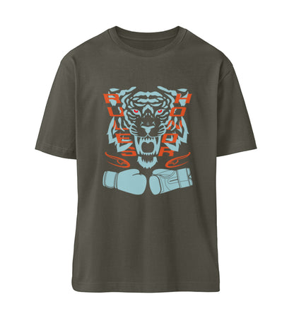 Khaki T-Shirt Damen Herren Unisex mit Print Design der Boxing Rules and Honor Kollektion von Roger Rockawoo Clothing