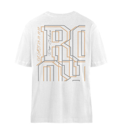 Weißes T-Shirt Unisex Relaxed Fit für Frauen und Männer bedruckt mit dem Design der Roger Rockawoo Kollektion mountainbike downhill culture