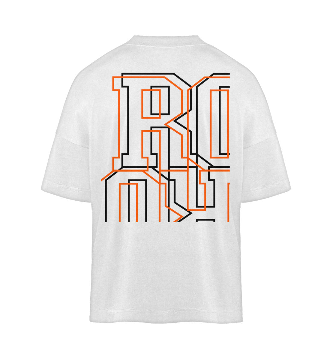 Weißes T-Shirt Unisex Oversize Fit für Frauen und Männer bedruckt mit dem Design der Roger Rockawoo Kollektion Hip Hop is Rocknroll