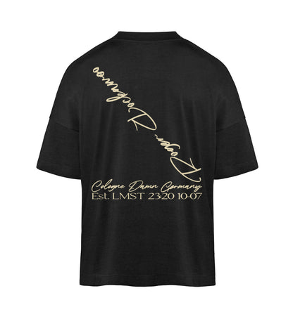 Schwarzes T-Shirt Unisex Oversize Fit für Frauen und Männer bedruckt mit dem Design der Roger Rockawoo Kollektion hip hop symbiosis of life