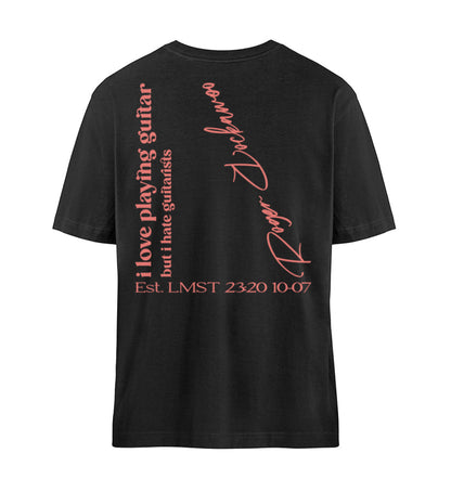 Schwarz T-Shirts Relaxed Fit für Frauen und Männer bedruckt mit Print Design der Love and Hate Edition im Roger Rockawoo Clothing Webstore