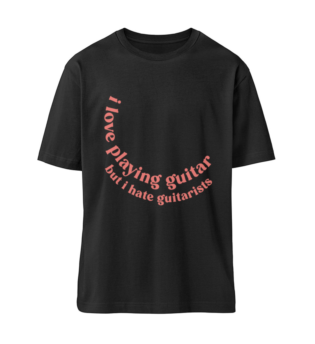 Schwarz T-Shirts Relaxed Fit für Frauen und Männer bedruckt mit Print Design der Love and Hate Edition im Roger Rockawoo Clothing Webstore