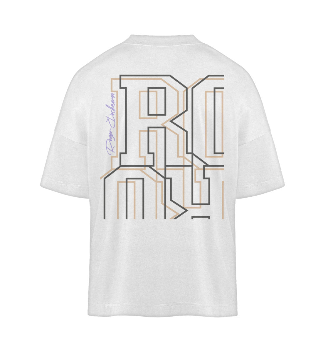 Weißes T-Shirt Unisex Oversize Fit für Frauen und Männer bedruckt mit dem Design der Roger Rockawoo Kollektion and then hip hop