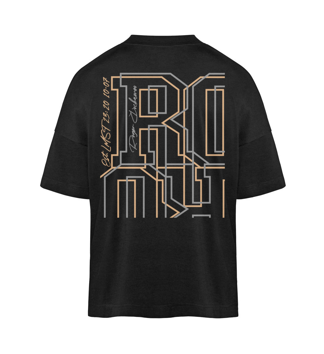 Schwarzes T-Shirt Unisex Oversize Fit für Frauen und Männer bedruckt mit dem Design der Roger Rockawoo Kollektion Mountainbike Downhill is no sabotage