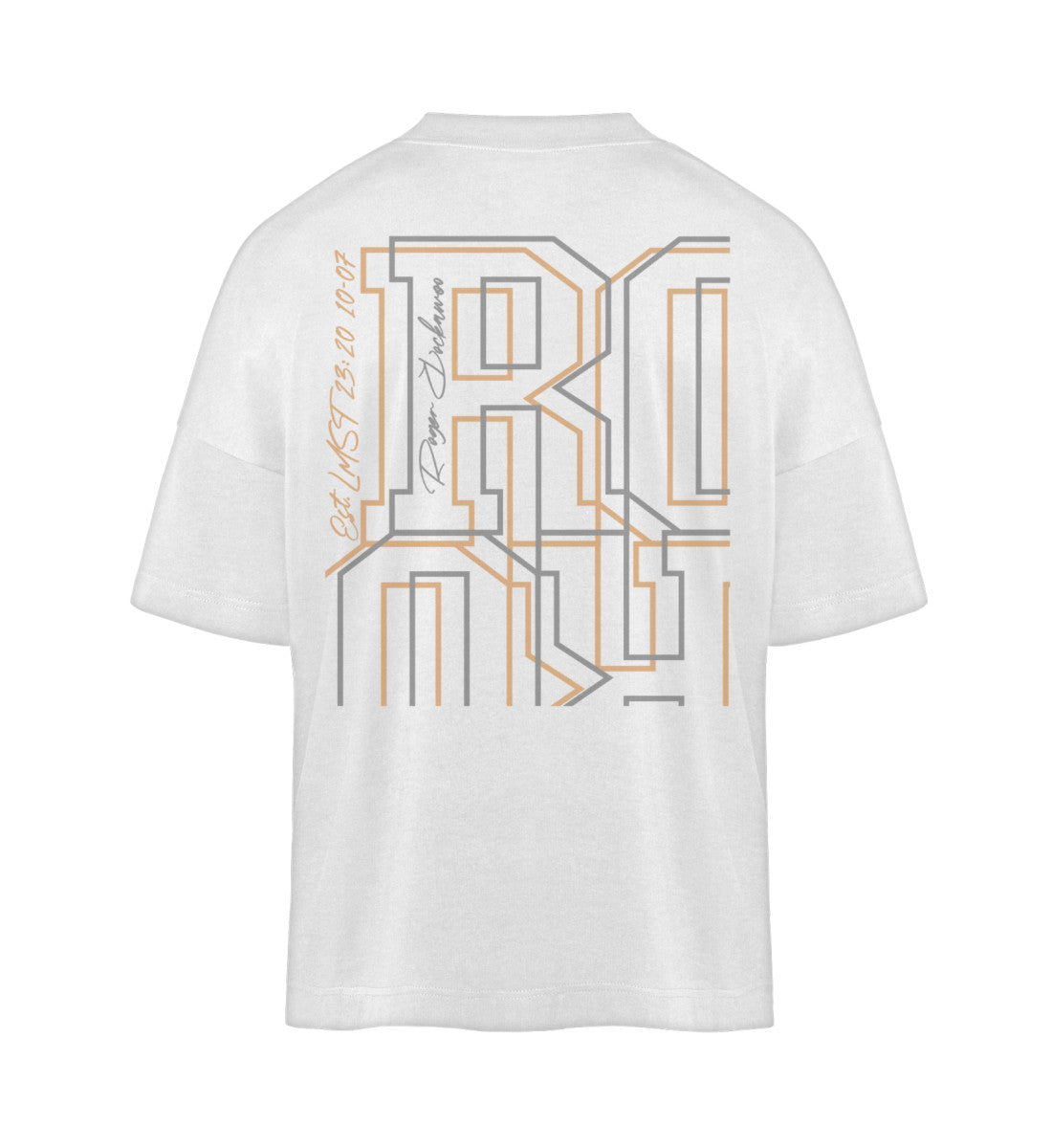 Weißes T-Shirt Unisex Oversize Fit für Frauen und Männer bedruckt mit dem Design der Roger Rockawoo Kollektion Mountainbike Downhill is no sabotage