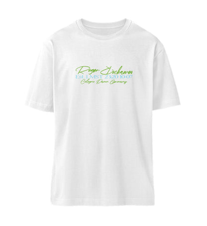 Weißes T-Shirt Unisex Relaxed Fit für Frauen und Männer bedruckt mit dem Design der Roger Rockawoo Kollektion dont let idiots ruin your day