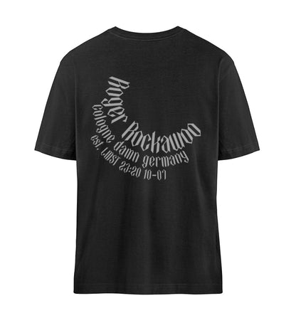 Schwarzes T-Shirt Unisex Relaxed Fit für Frauen und Männer bedruckt mit dem Design der Roger Rockawoo Kollektion Rocknroll never lies