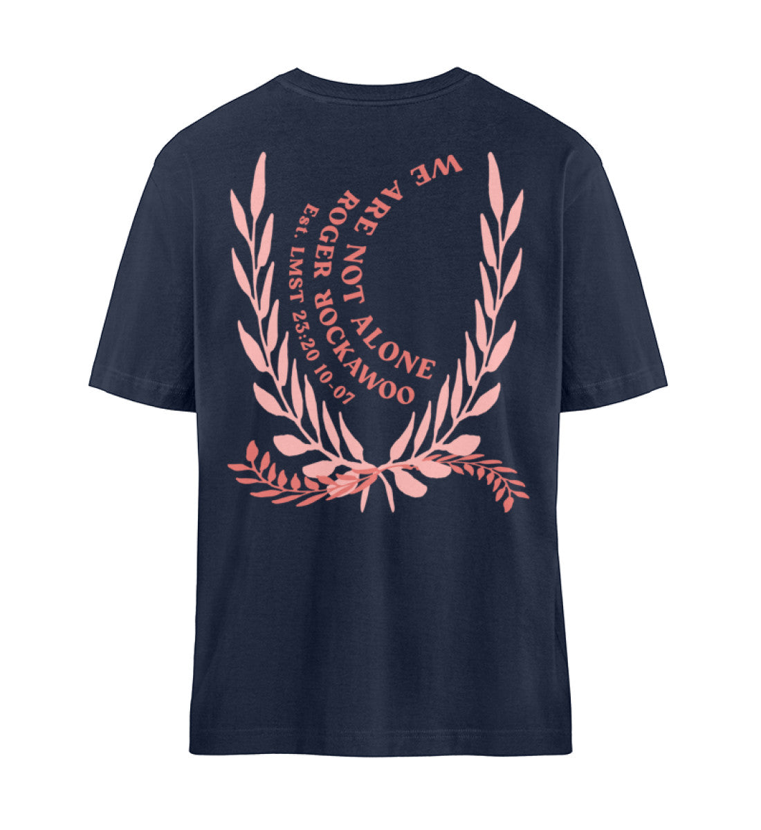 French Navy Blue T-Shirt Unisex Relaxed Fit für Frauen und Männer bedruckt mit dem Design der Roger Rockawoo Clothing Kollektion we are not alone Katze