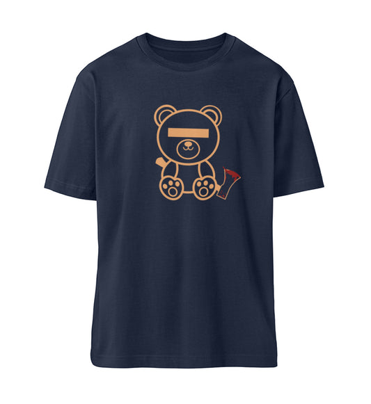 French Navy Blue T-Shirt Unisex Relaxed Fit für Damen und Herren bedruckt mit dem Design der Roger Rockawoo Kollektion Your very last Teddybear