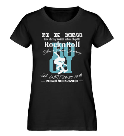 T-Shirt für Frauen mit Print Design der Go On Skate Collection im Roger Rockawoo Clothing Webstore Subcultures Finest Schwarz-16