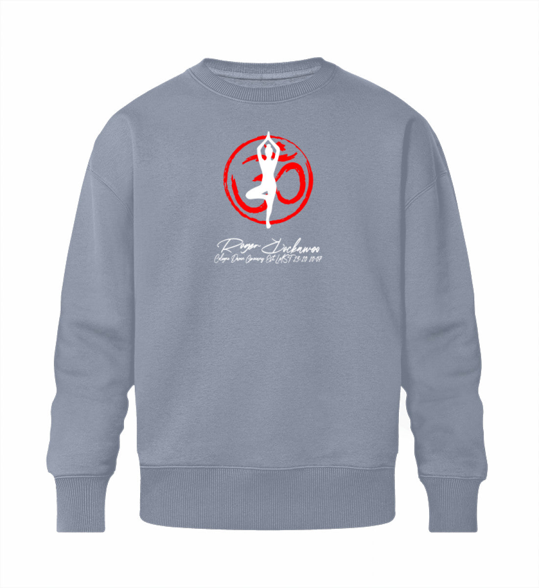 Light Blue farbiges Sweatshirt Unisex Relaxed Fit mit Print Design aus der Kollektion Yoga Tree vrksasana von Roger rockawoo Clothing