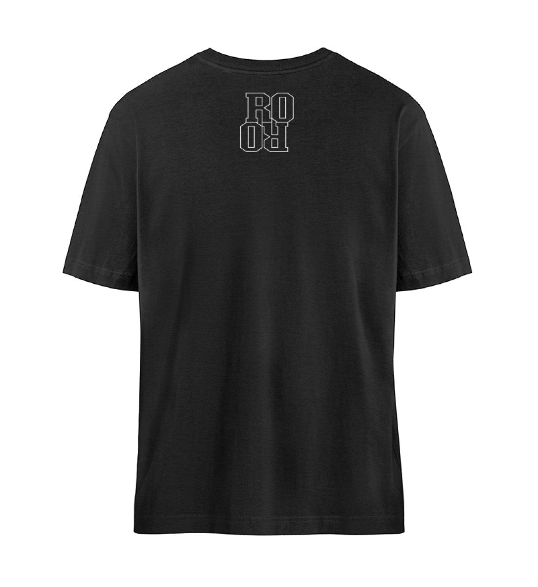 Schwarzes T-Shirt Unisex Relaxed Fit für Frauen und Männer bedruckt mit dem Design der Roger Rockawoo Kollektion hip hop is rocknroll