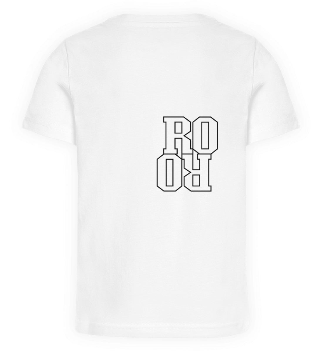 Weißes Kinder T-Shirt für Mädchen und Jungen bedruckt mit dem Design der Roger Rockawoo Kollektion basketball run and gun