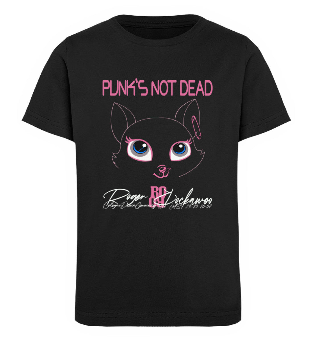 T-Shirt Kids Kinder Jungen und Maedchen mit Print Design der Punks not dead Katzen Manga Augen Motiv Kollektion 2 Roger Rockawoo Fashion Webstore Schwarz-16