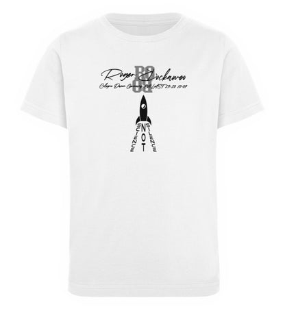 T-Shirt Kinder Mädchen und Jungen bedruckt mit dem Design der science not silence Collection im Roger Rockawoo Clothing Webshop Farbe Weiss 