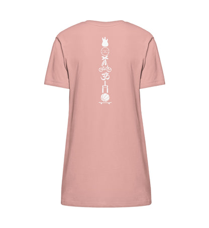 Canyon Pink farbiges T-Shirt Kleid mit Design Druck der Roger Rockawoo Kollektion Icons