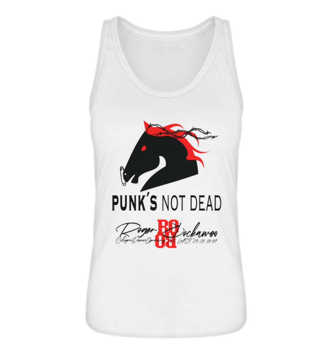 Tanktop Damen Frauen mit Print Design der Punks not dead Kollektion mit Pferde Kopf Motiv im Roger Rockawoo Fashion Webstore White-3