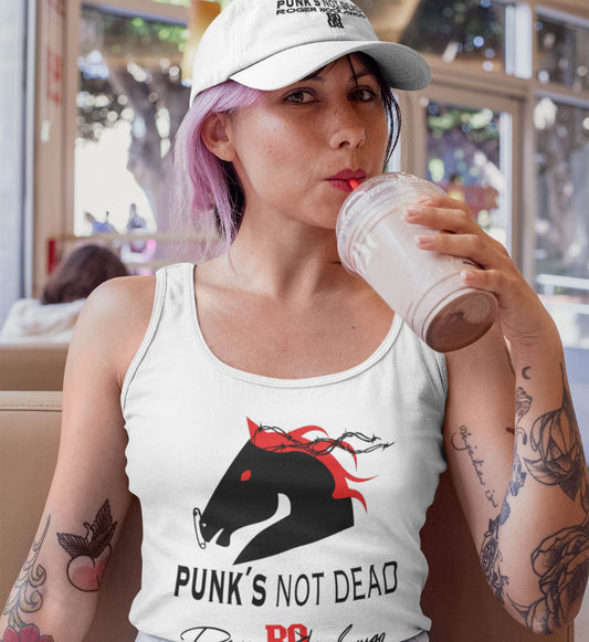 Tanktop Damen Frauen mit Print Design der Punks not dead Kollektion mit Pferde Kopf Motiv im Roger Rockawoo Fashion Webstore